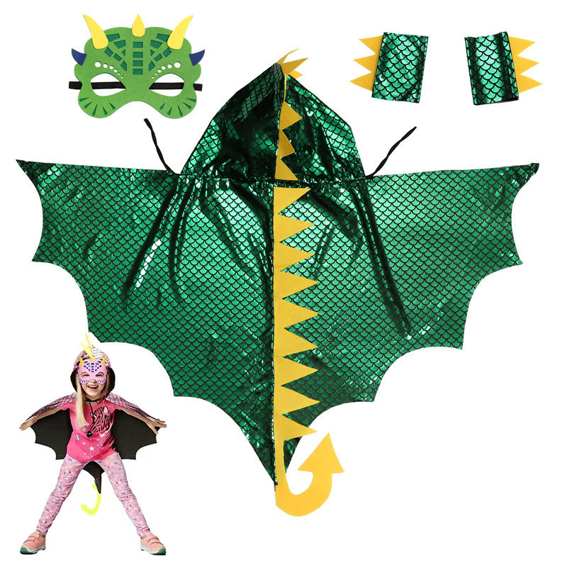 Child Green Dinosaur Cloak wit - Kids Face Mask ulasan dan harga