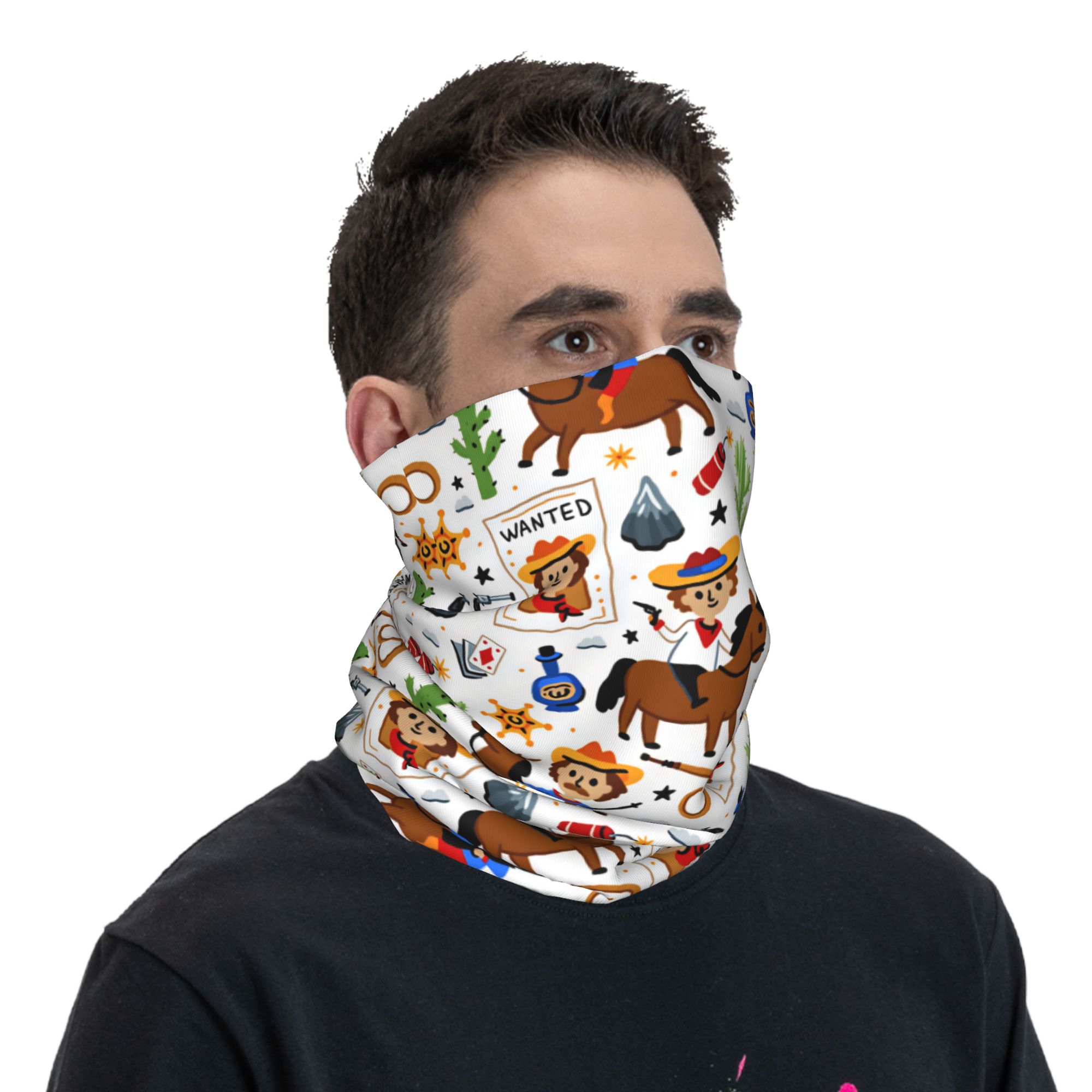 Cartoon Kids Western Cowboy Ba - Kids Face Mask ulasan dan harga